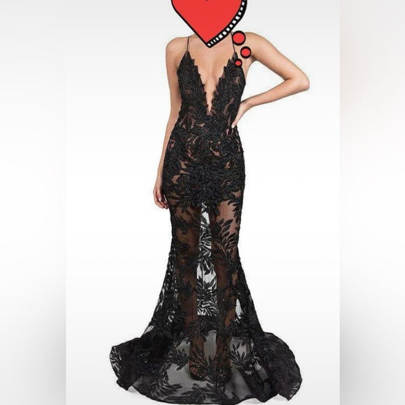 NADINE MERABI Dresses & Skirts - NADINE MERABI Stella Black Backless Lace Dress